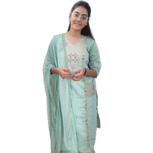 Green Embroidered Suit with Dupatta